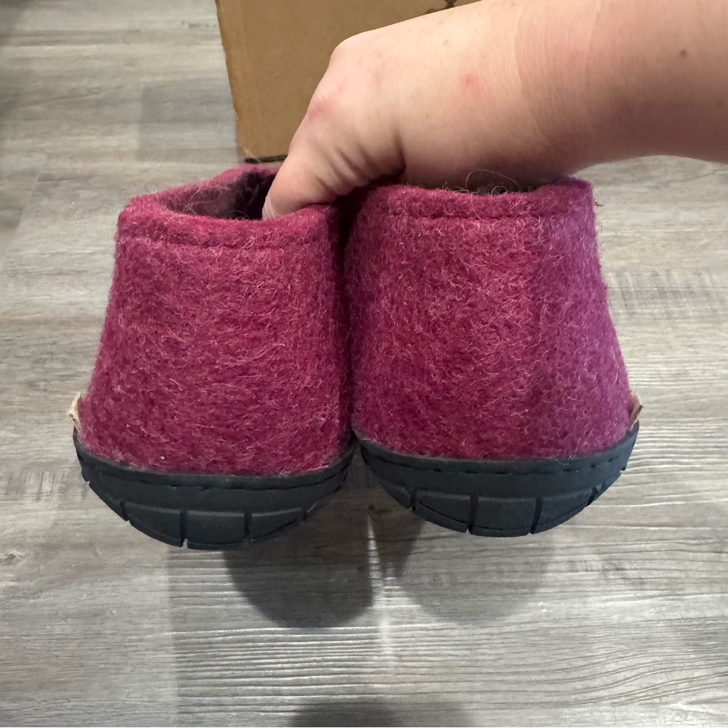 Glerups Cranberry Wool Black Rubber Slip On Slippers — image 3 of 8